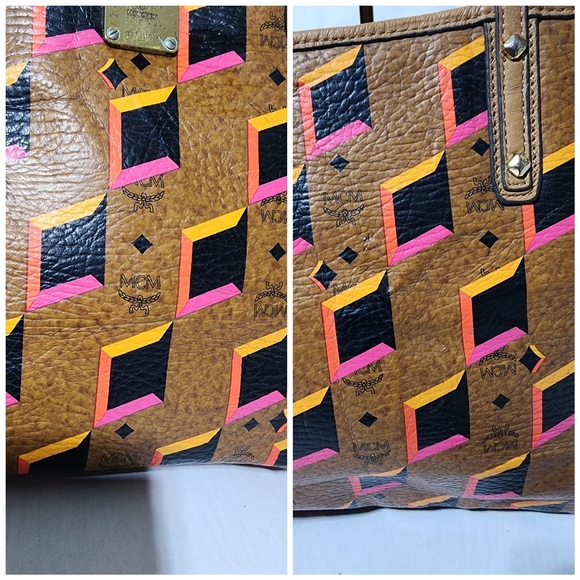 MCM Brown and Pink Geometric Tote - Picture 10 of 13